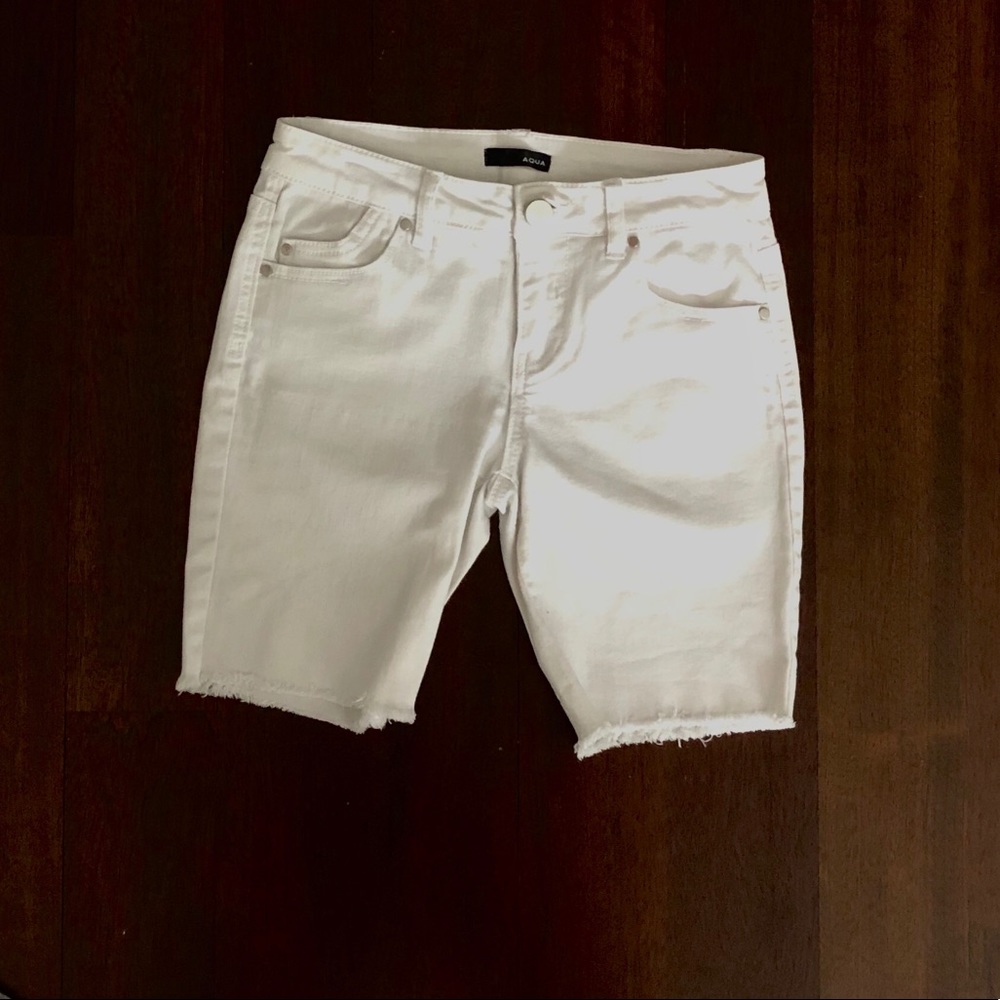 Aqua White Jean Shorts